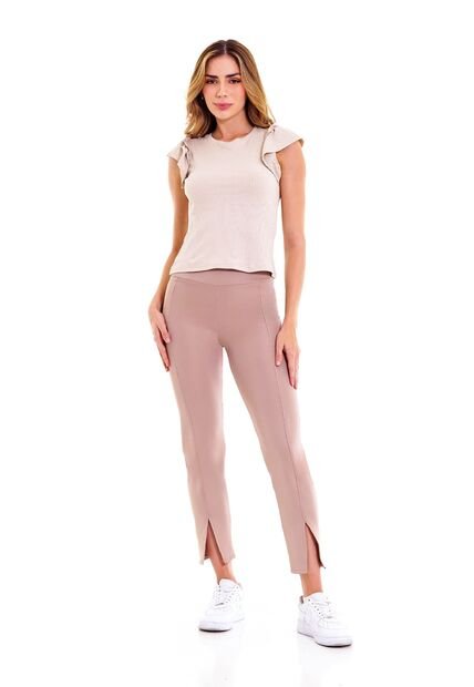 Pantalón Arena De Pretina Ancha Con Elástico Para Mujer