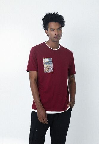 Camiseta Doble Cuello Redondo En Contraste Belife