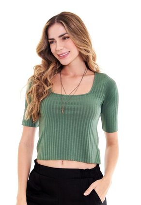Blusa Verde Con Escote Para Mujer