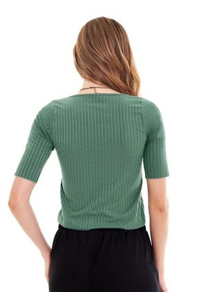 Blusa Verde Con Escote Para Mujer