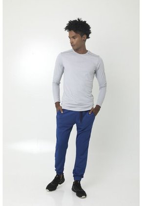 Camiseta Deportiva Manga Larga Gris Con Detalles Reflectivos Para Hombre