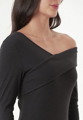 Vestido Negro Manga 3/4 Para Mujer