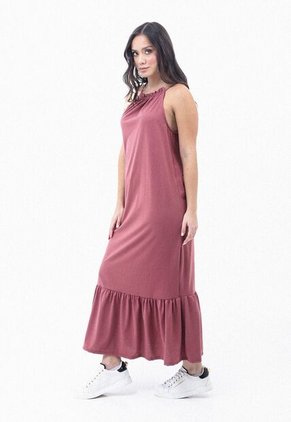 Vestido Largo Rojo Con Manga Sisa Sesgada Para Mujer Belife.-.-