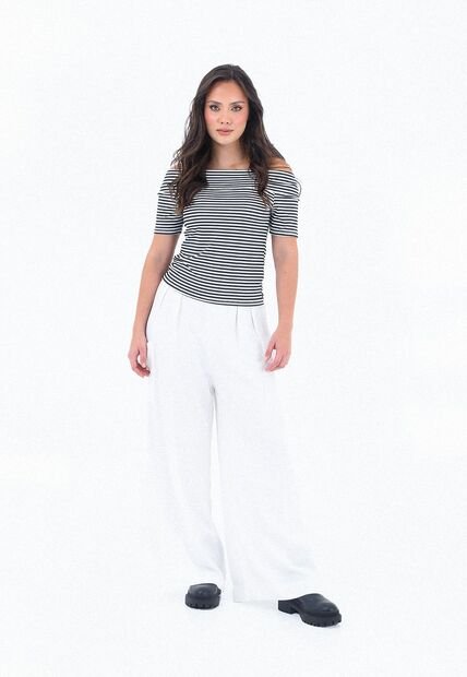 Pantalón Lino Con Bolsillos Frontales