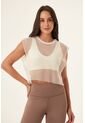 Camiseta Manga Sisa Color Ivory En Tela Malla Para Mujer de Belife