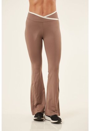 Leggings Bota Ancha Café Con Pretina Cruzada Para Mujer