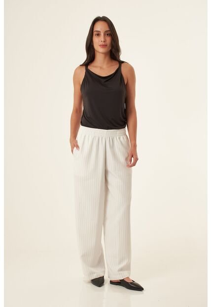 Pantalón Amplio Ivory Con Bolsillos Para Mujer