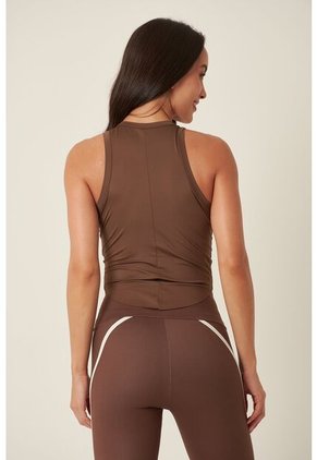 Camiseta Deportiva Manga Sisa Café Para Mujer