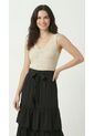 Blusa Tejida Crudo Manga Sisa Croche Mujer de Belife
