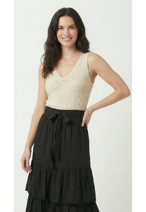 Blusa Tejida Crudo Manga Sisa Croche Mujer