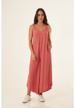 Enterizo Largo Rojo Con Silueta Amplia Para Mujer