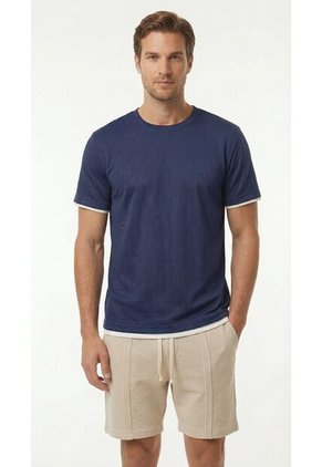 Camiseta Manga Corta Azul Para Hombre