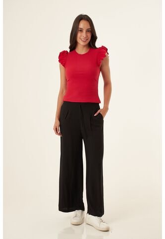 Camiseta Manga Sisa Roja Para Mujer Belife