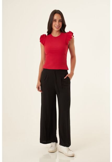 Camiseta Manga Sisa Roja Para Mujer