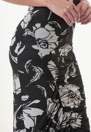 Vestido Largo Negro Con Malla Sublimada Para Mujer