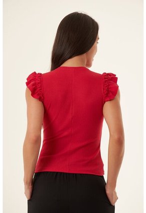 Camiseta Manga Sisa Roja Para Mujer