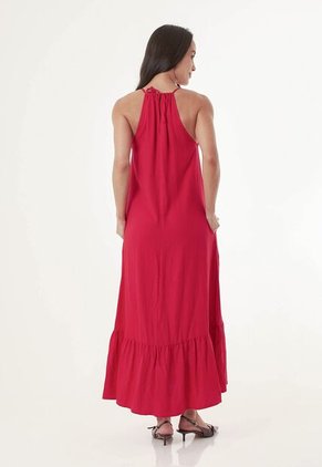 Vestido Largo Rojo Tipo Halter Para Mujer
