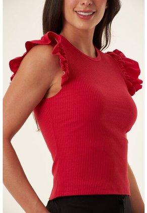 Camiseta Manga Sisa Roja Para Mujer