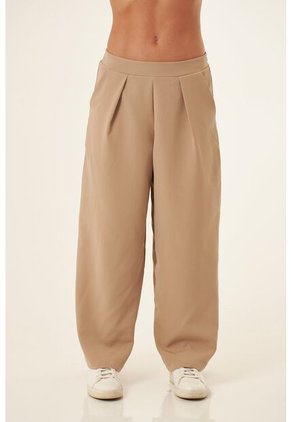 Pantalón Amplio Arena Con Prenses Para Mujer