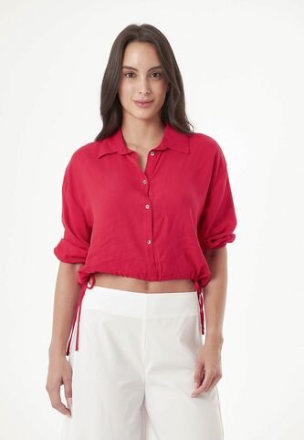 Camisa Manga 3/4 Roja Para Mujer Belife
