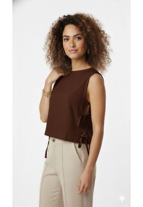 Blusa Manga Sisa Café Para Mujer