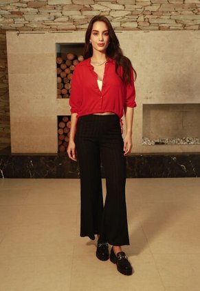 Camisa Manga 3/4 Roja Para Mujer