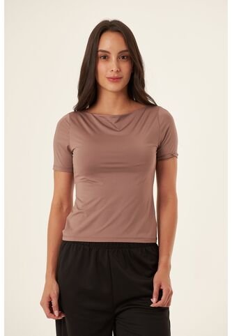 Camiseta Manga Corta Café Para Mujer Belife