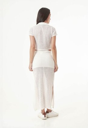 Falda Lápiz Larga Ivory Con Aberturas Laterales Para Mujer