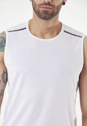 Camiseta Deportiva Manga Sisa Blanca Para Hombre