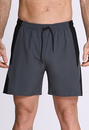 Pantaloneta Deportiva Con Bloque Lateral Gris En Poliéster Para Hombre