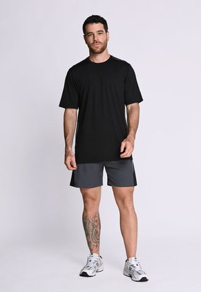 Pantaloneta Deportiva Con Bloque Lateral Gris En Poliéster Para Hombre