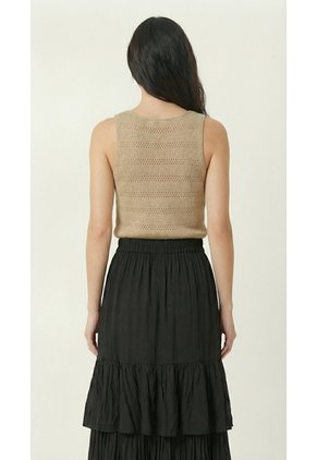 Blusa Tejida Manga Sisa Croche Mujer