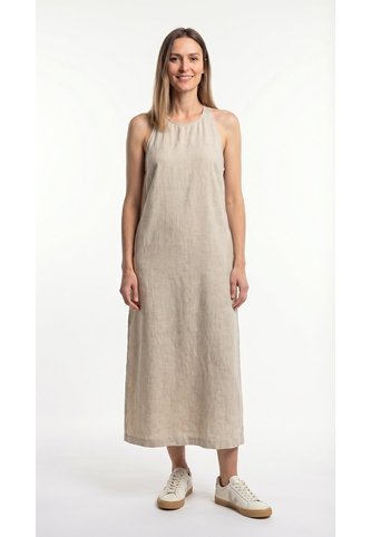 Vestido Largo Café Claro En Lino Para Mujer Belife