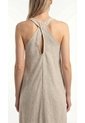 Vestido Largo Café Claro En Lino Para Mujer de Belife