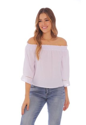 Blusa Con Cuello Bandeja - Mujer
