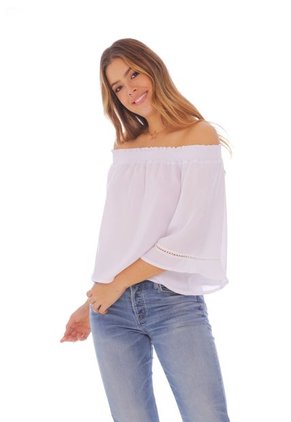 Blusa Con Cuello Bandeja - Mujer