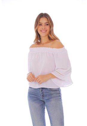 Blusa Con Cuello Bandeja - Mujer