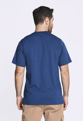 Camiseta Manga Corta Estampada Azul Para Hombre En Poliéster
