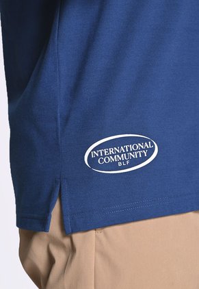 Camiseta Manga Corta Estampada Azul Para Hombre En Poliéster