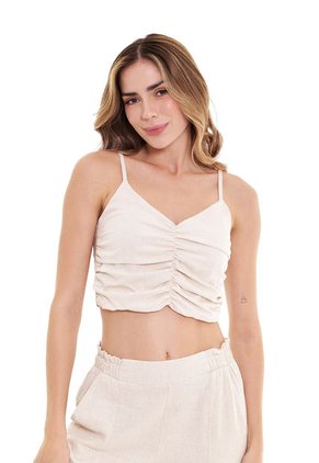 Blusa Manga Sisa Crudo Con Recogido Para Mujer Belife
