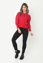 Camiseta Roja Con Volumen En Manga Larga Para Mujer Belife de Belife