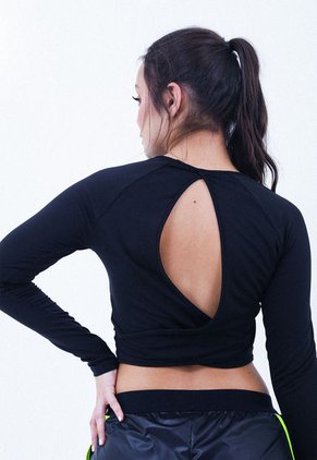 Camiseta Deportiva Negra Manga Larga Para Mujer Belife