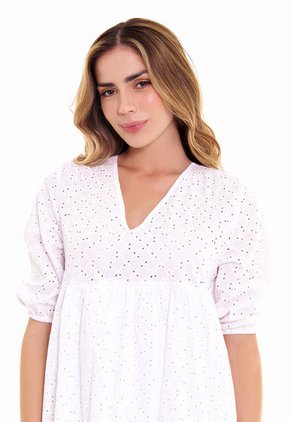 Vestido Ojalillo Blanco Para Mujer Belife