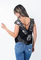 Camiseta Negro Manga Sisa Sesgada Y Escote Delantero Para Mujer Belife.- de Belife