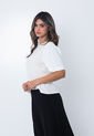 Blusa Blanca Con Escote Redondo Y Mangas 3/4 Para Mujer Belife de Belife