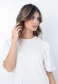 Blusa Blanca Con Escote Redondo Y Mangas 3/4 Para Mujer Belife de Belife