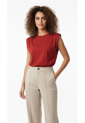 Camiseta Manga Sisa Roja Para Mujer Belife