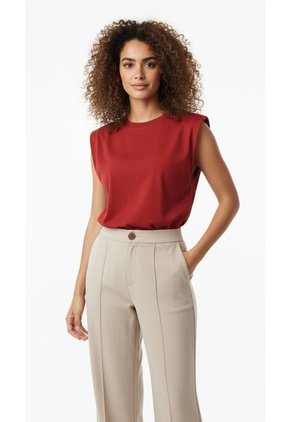 Camiseta Manga Sisa Roja Para Mujer