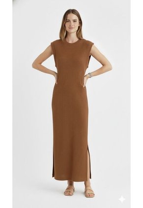 Vestido Café En Rib Para Mujer