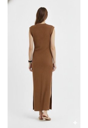 Vestido Café En Rib Para Mujer